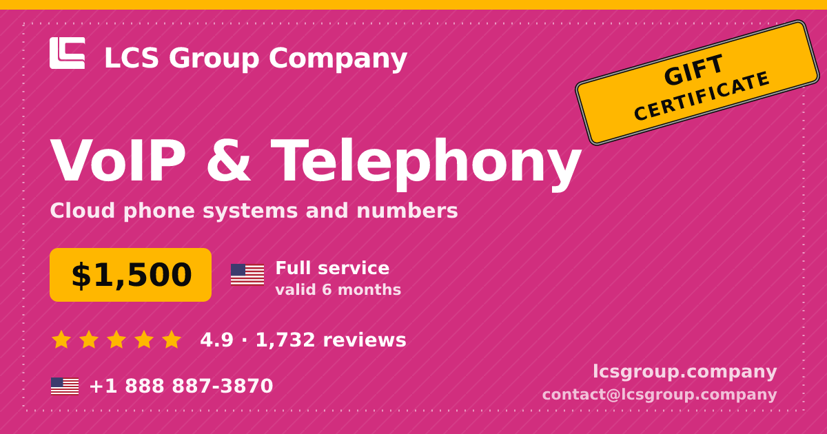 VoIP & Telephony gift certificate — $1,500, valid 6 months. LCS Group Company.