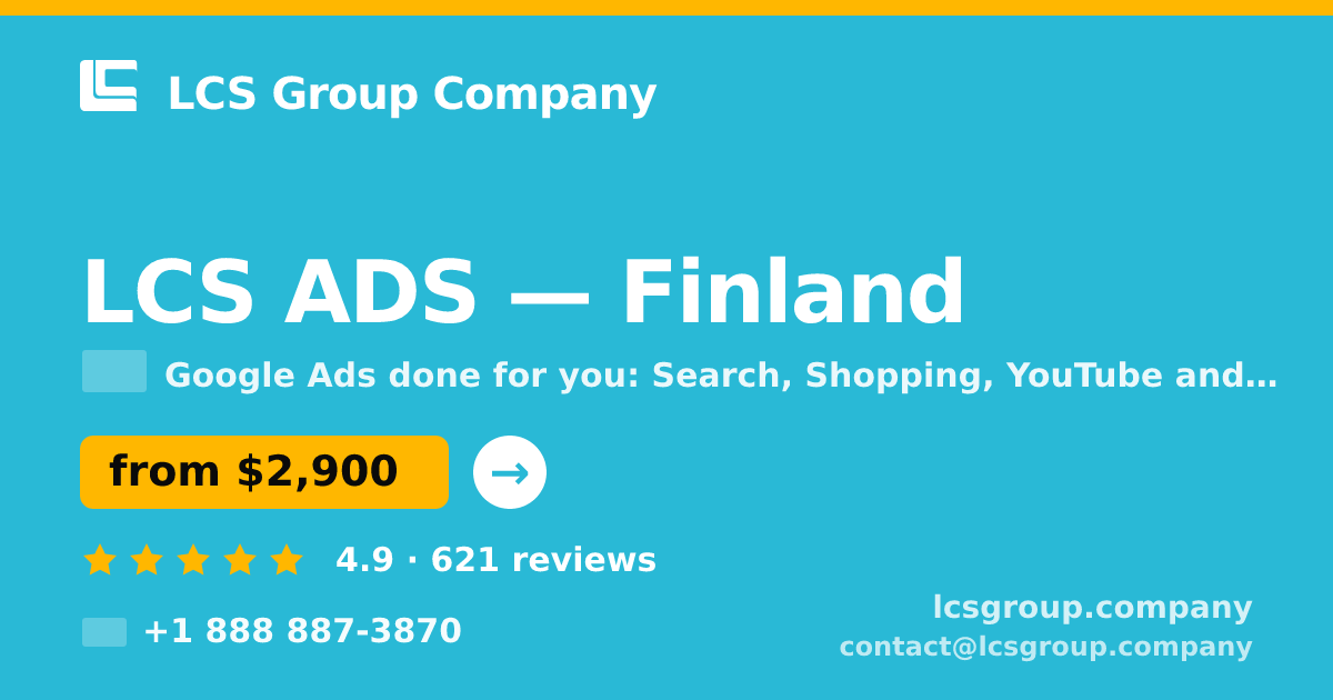 LCS ADS in Finland — from $2,900/mo, rated 4.9/5 by 621 clients. LCS Group Company.