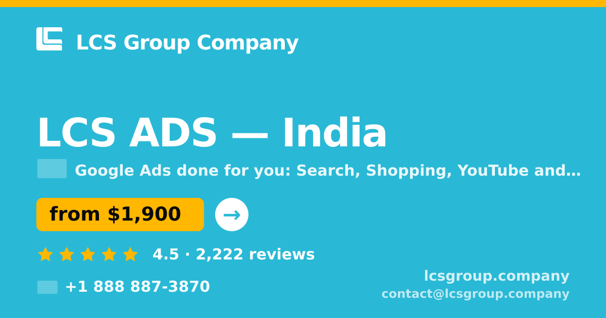 LCS ADS in India — from $1,900/mo, rated 4.5/5 by 2222 clients. LCS Group Company.