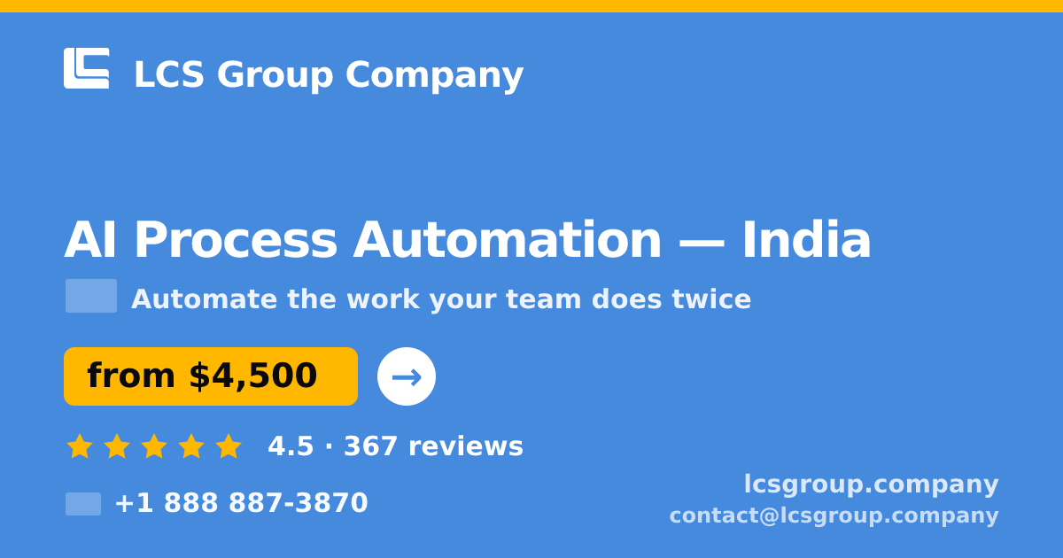 AI Process Automation in Mumbai — from $2,800, rated 4.9/5 by 2621 clients. LCS Group Company.