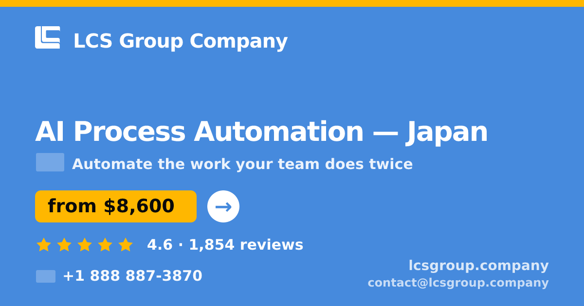 AI Process Automation in Nagoya — from $12,000, rated 4.8/5 by 2454 clients. LCS Group Company.