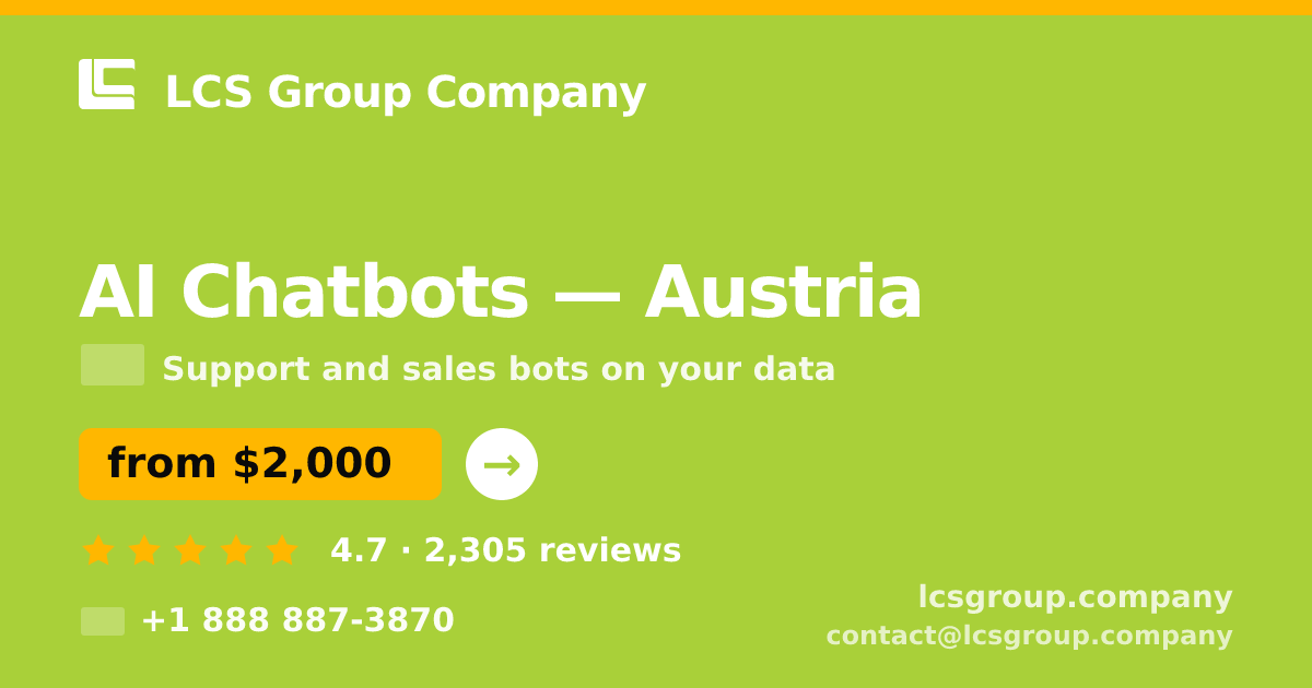 AI Chatbots in Linz — from $1,800/mo, rated 5/5 by 1946 clients. LCS Group Company.