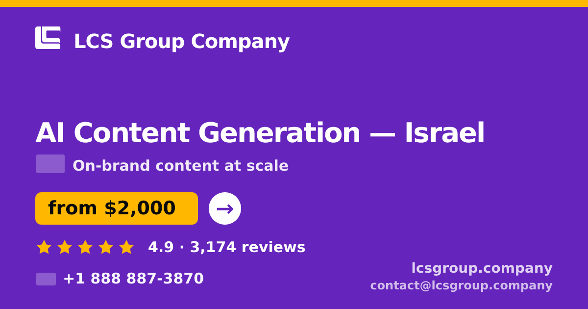 AI Content Generation in Jerusalem — from $2,700/mo, rated 5/5 by 392 clients. LCS Group Company.