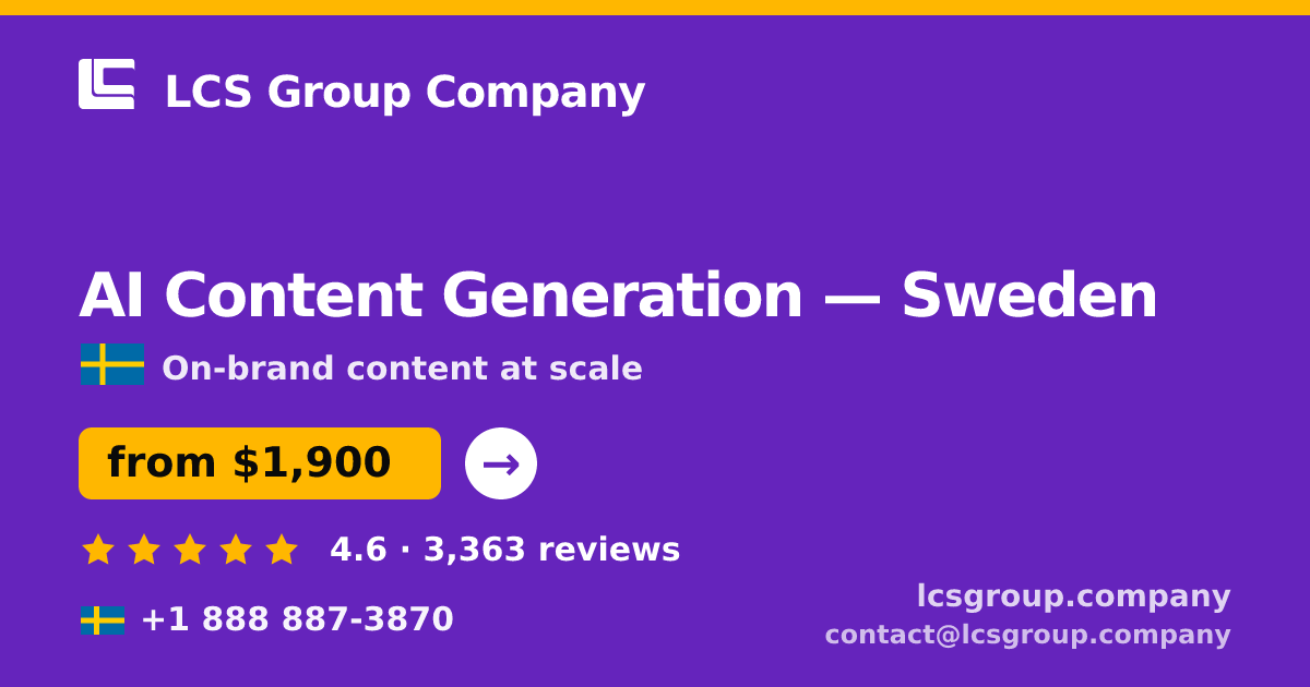 AI Content Generation in Malmö — from $2,100/mo, rated 4.9/5 by 3168 clients. LCS Group Company.