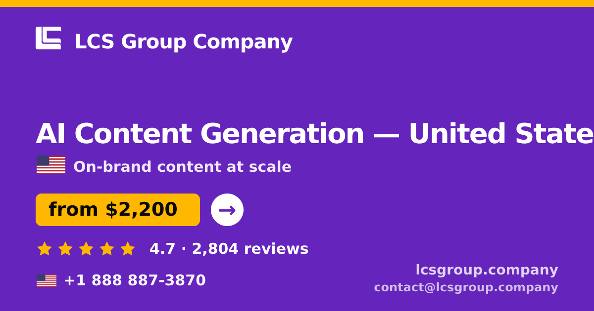 AI Content Generation in Miami — from $2,500/mo, rated 4.8/5 by 822 clients. LCS Group Company.