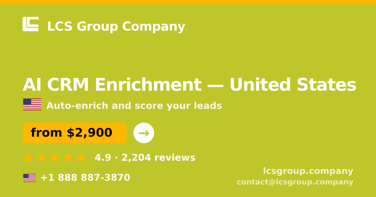 AI CRM Enrichment in Philadelphia — from $2,700/mo, rated 4.8/5 by 1223 clients. LCS Group Company.