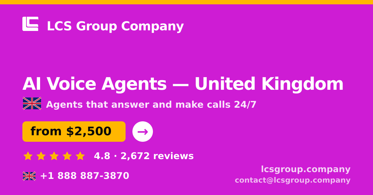 AI Voice Agents in Birmingham — from $2,000/mo, rated 4.8/5 by 2947 clients. LCS Group Company.