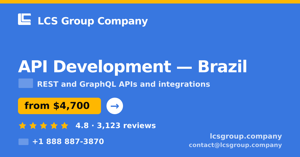 API Development in Brazil — from $4,700, rated 4.8/5 by 3123 clients. LCS Group Company.