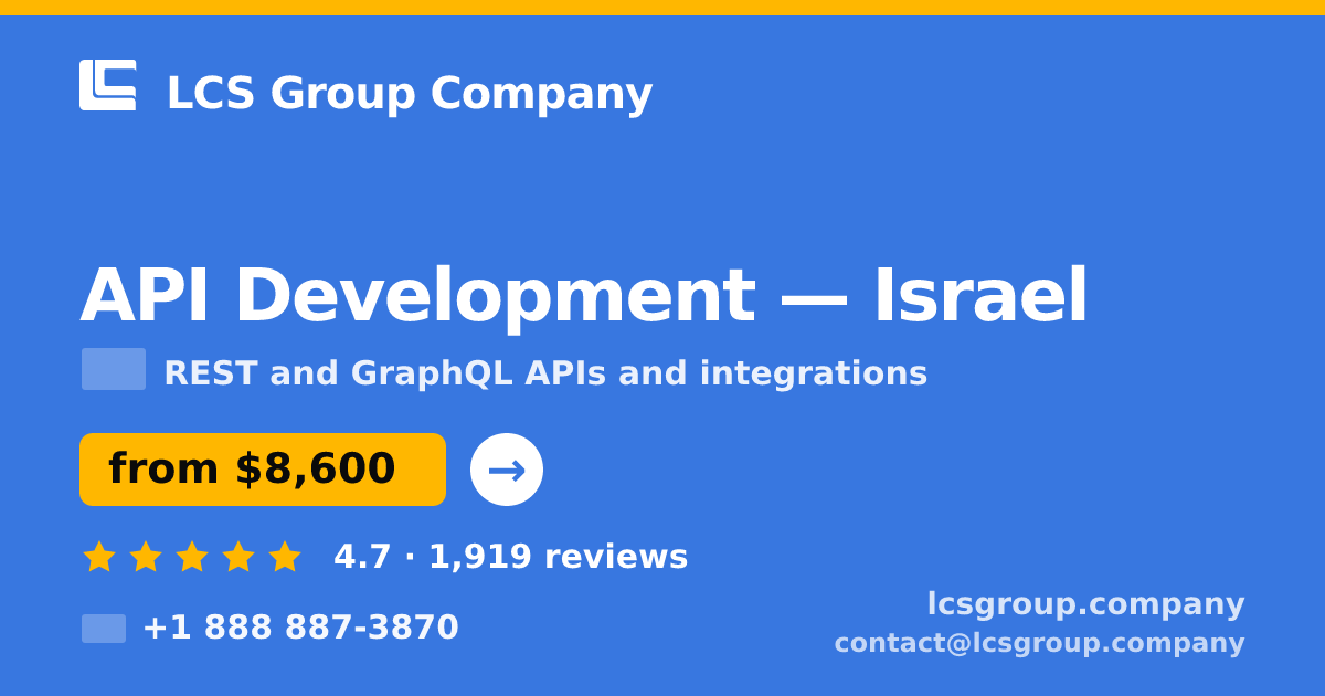 API Development in Israel — from $8,600, rated 4.7/5 by 1919 clients. LCS Group Company.