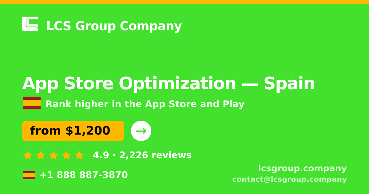 App Store Optimization in Valencia — from $1,100/mo, rated 4.8/5 by 2446 clients. LCS Group Company.