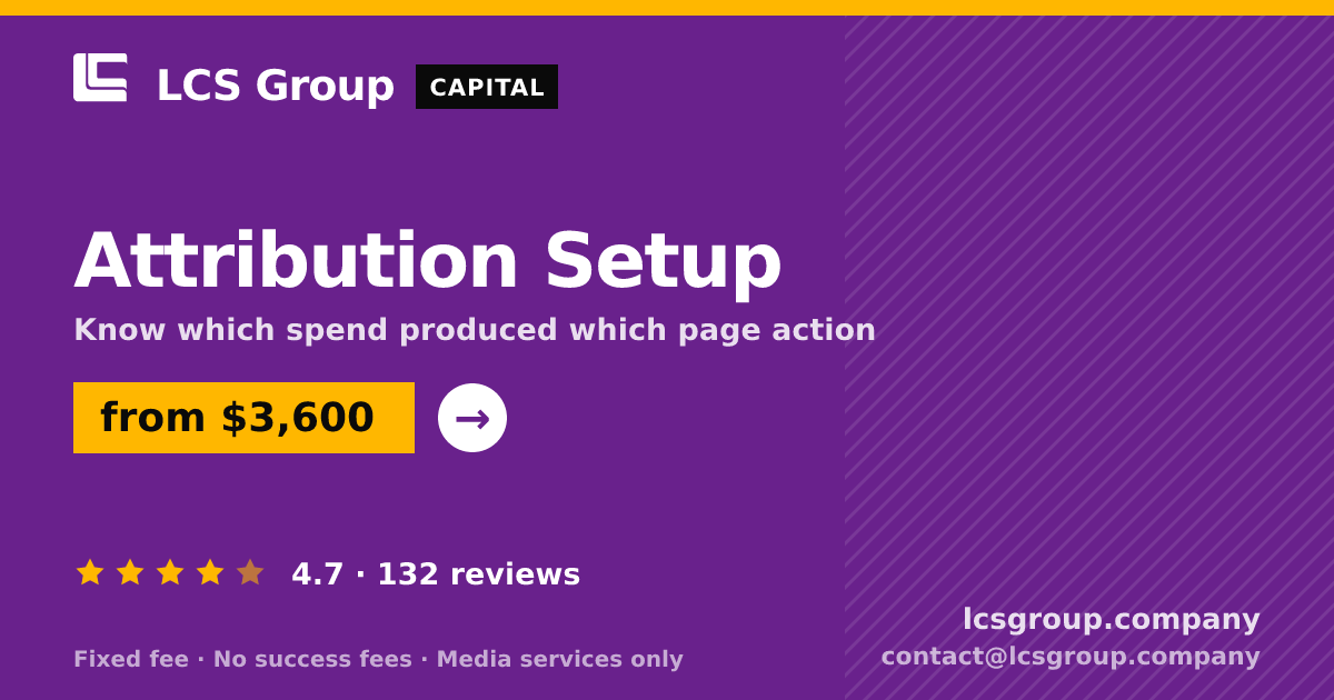 Attribution Setup — from $3,600, rated 4.7/5 across 132 reviews. LCS Group Company.