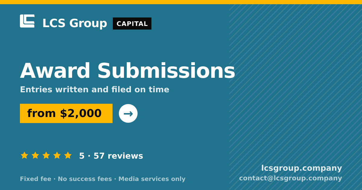Award Submissions — from $2,000, rated 5/5 across 57 reviews. LCS Group Company.