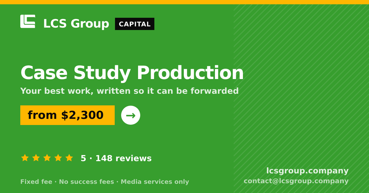 Case Study Production — from $2,300, rated 5/5 across 148 reviews. LCS Group Company.