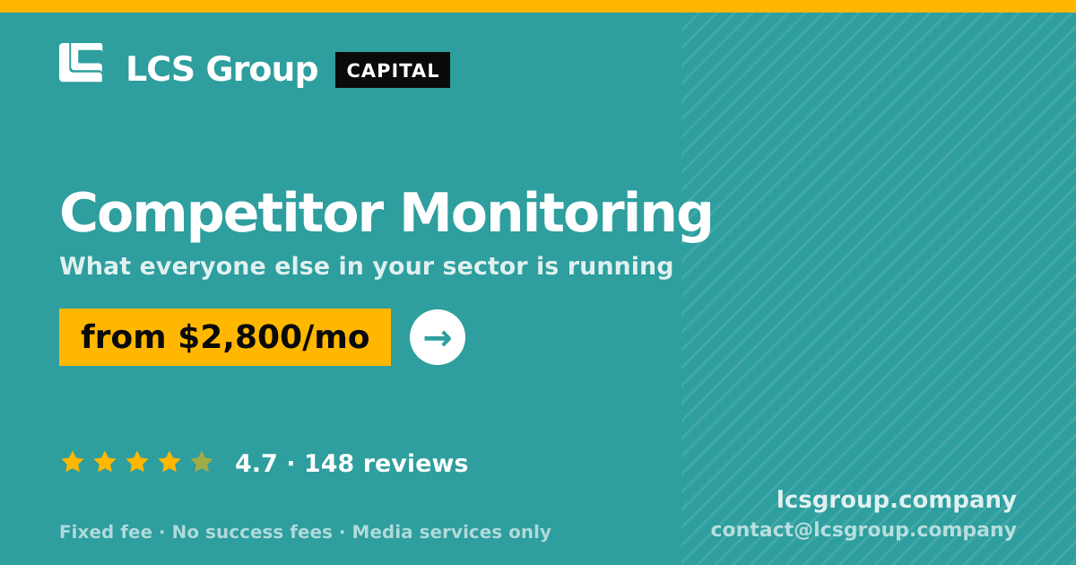 Competitor Monitoring — from $2,800/mo, rated 4.7/5 across 148 reviews. LCS Group Company.