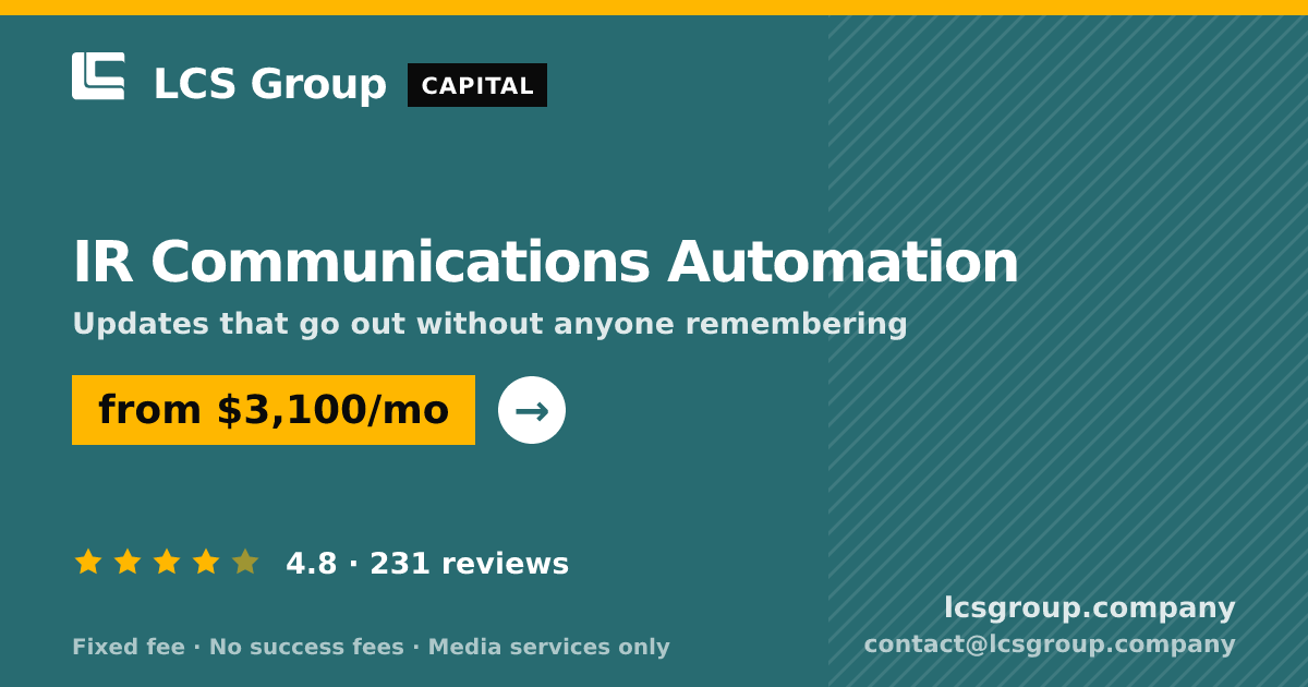 IR Communications Automation — from $3,100/mo, rated 4.8/5 across 231 reviews. LCS Group Company.