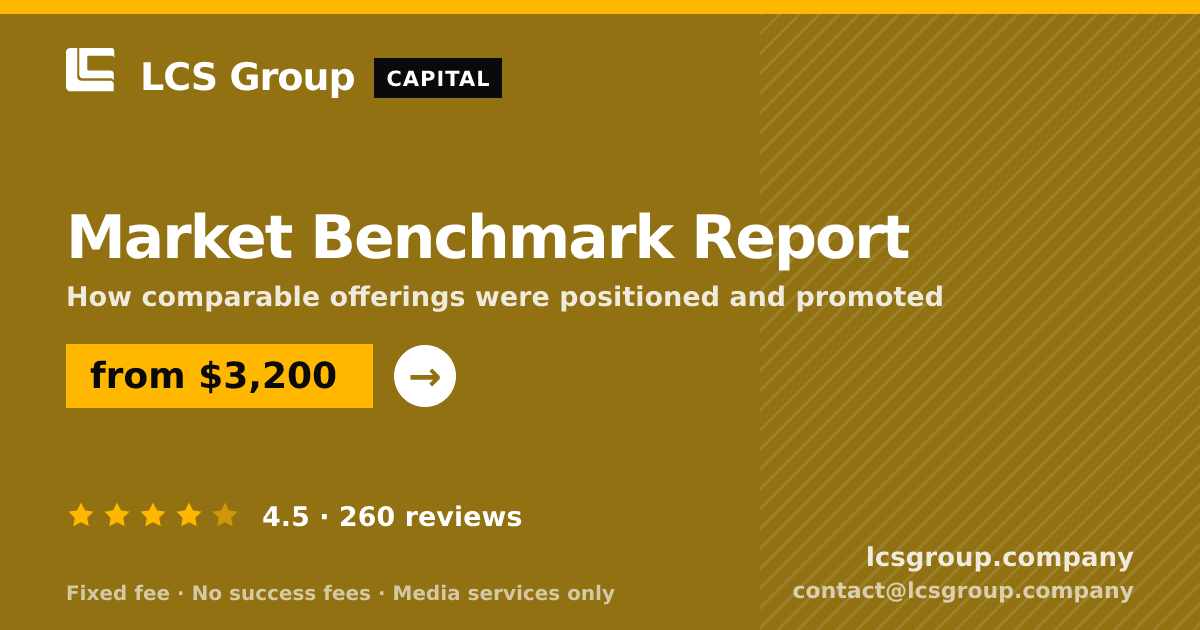 Market Benchmark Report — from $3,200, rated 4.5/5 across 260 reviews. LCS Group Company.