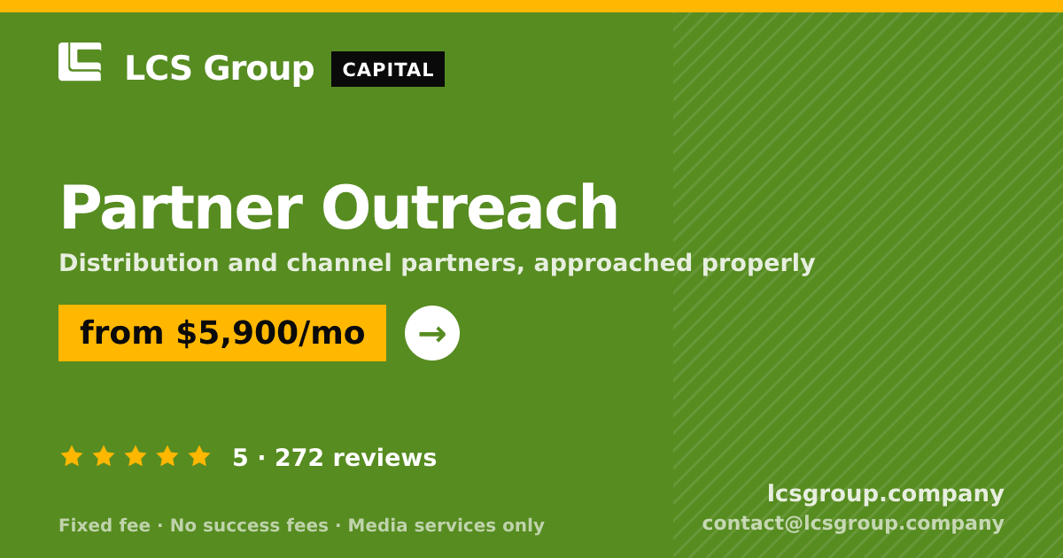 Partner Outreach — from $5,900/mo, rated 5/5 across 272 reviews. LCS Group Company.