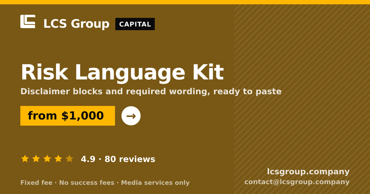 Risk Language Kit — from $1,000, rated 4.9/5 across 80 reviews. LCS Group Company.