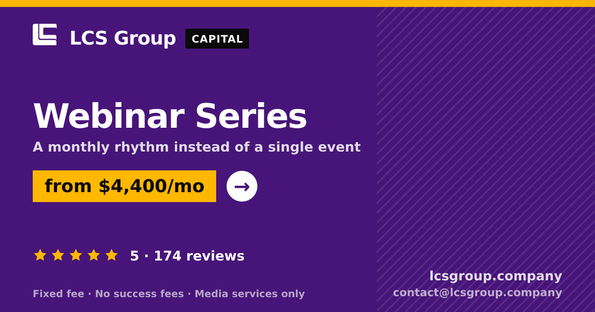 Webinar Series — from $4,400/mo, rated 5/5 across 174 reviews. LCS Group Company.