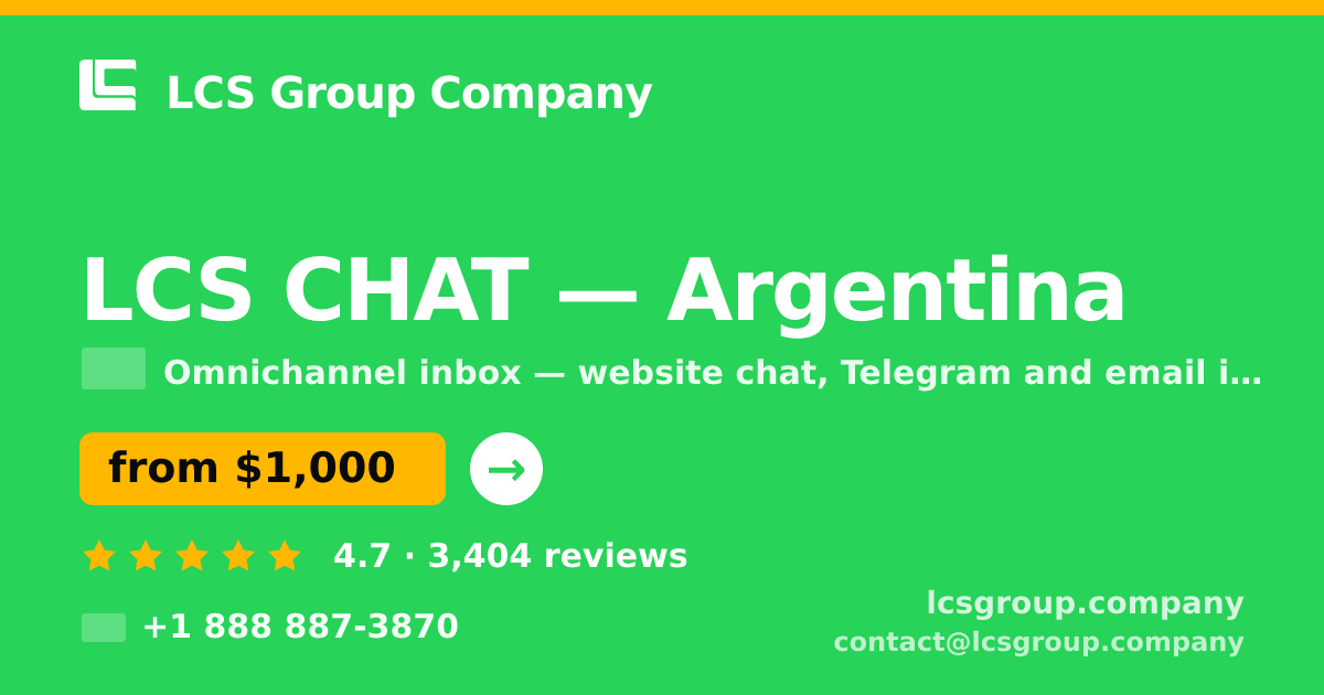 LCS CHAT in Argentina — from $1,000/mo, rated 4.7/5 by 3404 clients. LCS Group Company.