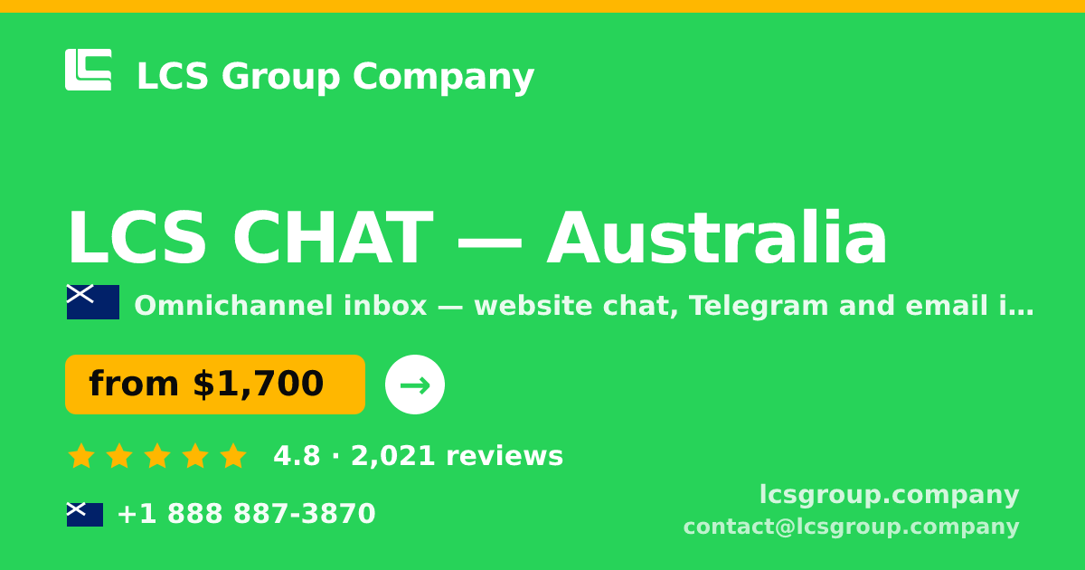 LCS CHAT in Australia — from $1,700/mo, rated 4.8/5 by 2021 clients. LCS Group Company.
