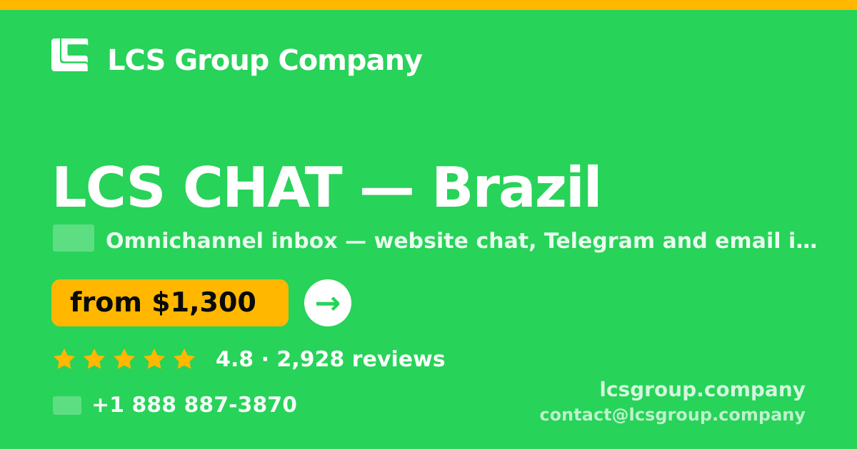 LCS CHAT in Brazil — from $1,300/mo, rated 4.8/5 by 2928 clients. LCS Group Company.