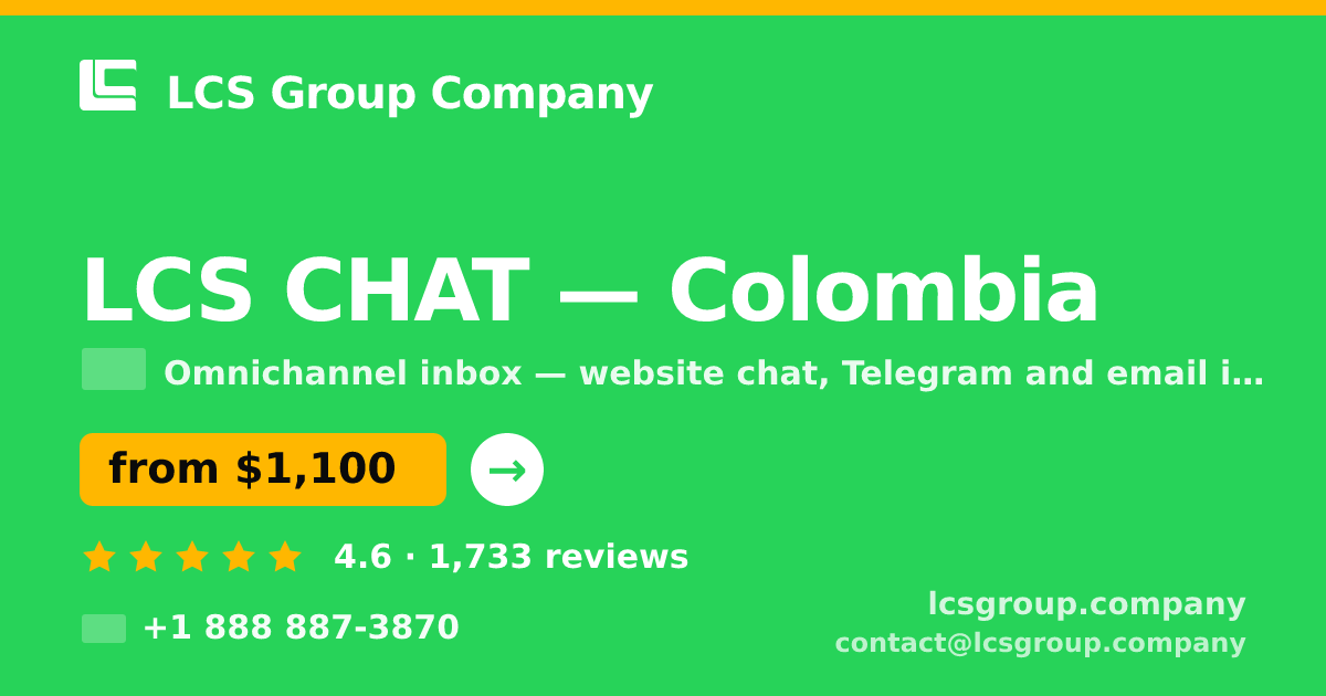 LCS CHAT in Colombia — from $1,100/mo, rated 4.6/5 by 1733 clients. LCS Group Company.