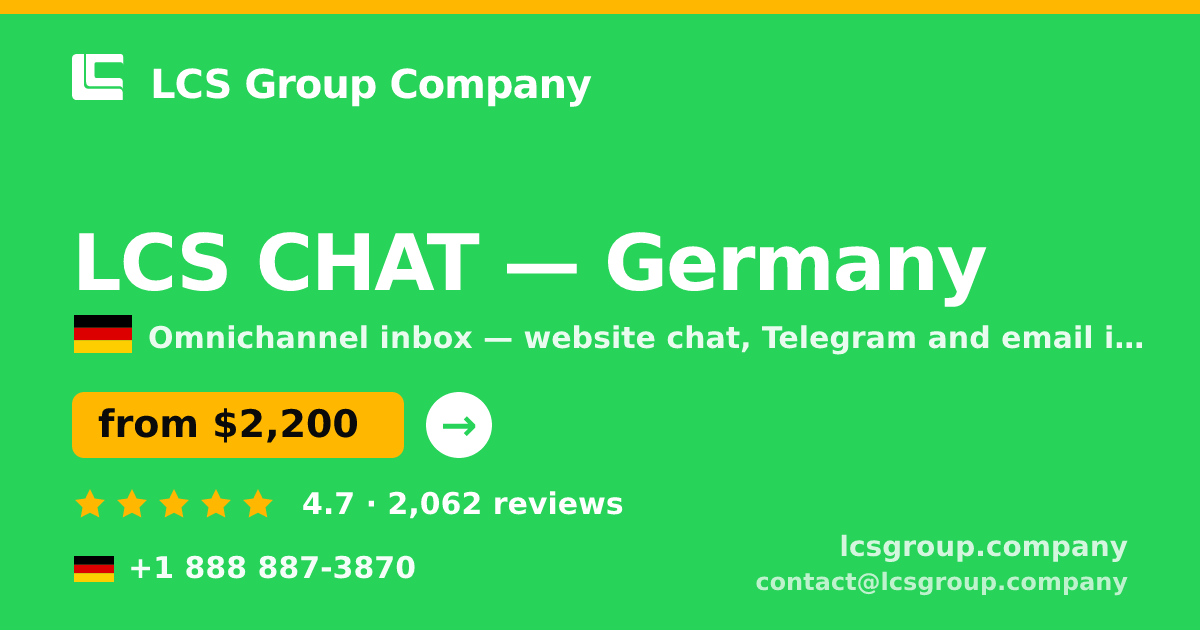 LCS CHAT in Germany — from $2,200/mo, rated 4.7/5 by 2062 clients. LCS Group Company.