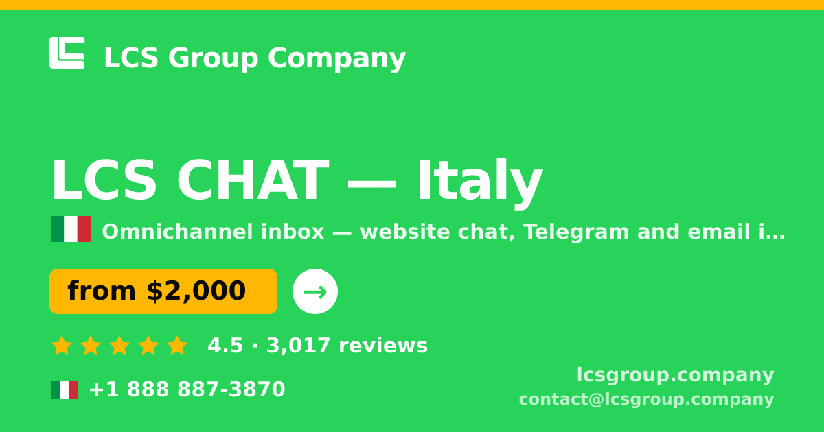 LCS CHAT in Italy — from $2,000/mo, rated 4.5/5 by 3017 clients. LCS Group Company.
