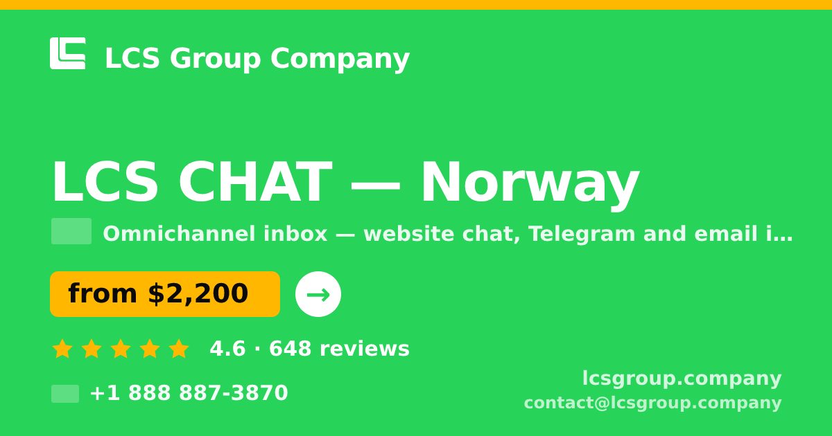 LCS CHAT in Norway — from $2,200/mo, rated 4.6/5 by 648 clients. LCS Group Company.