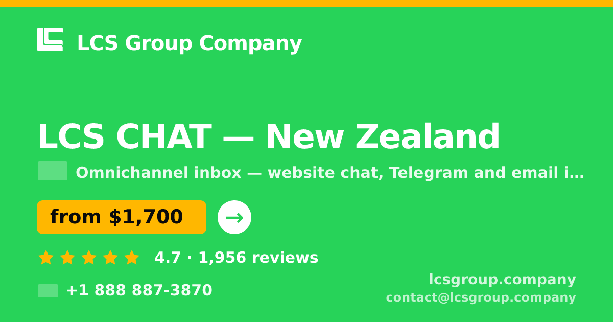 LCS CHAT in New Zealand — from $1,700/mo, rated 4.7/5 by 1956 clients. LCS Group Company.