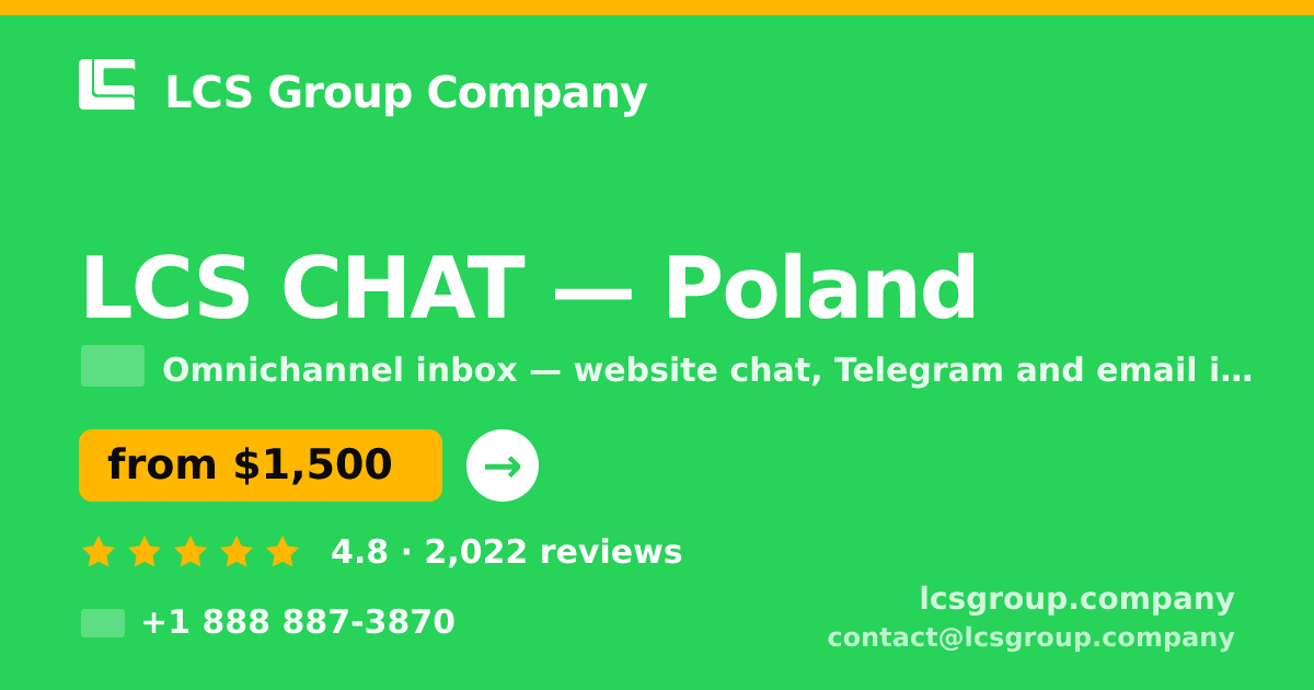 LCS CHAT in Poland — from $1,500/mo, rated 4.8/5 by 2022 clients. LCS Group Company.
