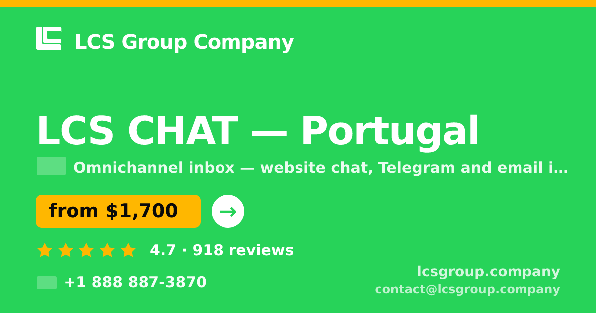 LCS CHAT in Portugal — from $1,700/mo, rated 4.7/5 by 918 clients. LCS Group Company.