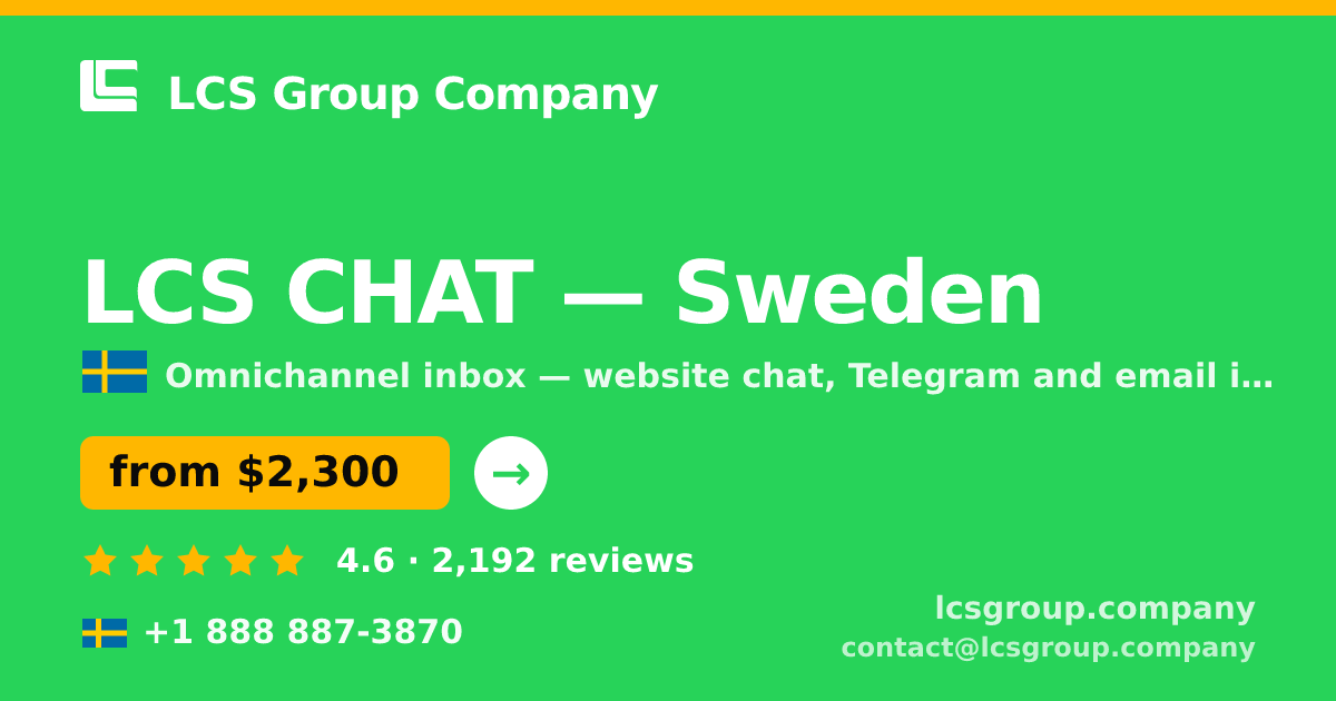 LCS CHAT in Gothenburg — from $1,800/mo, rated 4.5/5 by 974 clients. LCS Group Company.