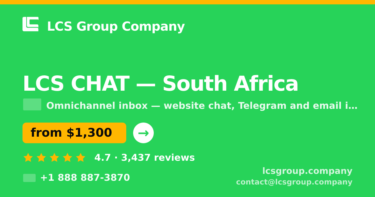 LCS CHAT in Durban — from $1,200/mo, rated 4.6/5 by 3309 clients. LCS Group Company.
