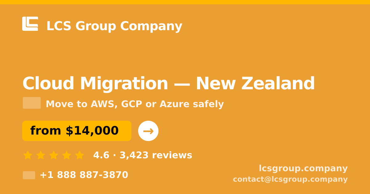 Cloud Migration in New Zealand — from $14,000, rated 4.6/5 by 3423 clients. LCS Group Company.