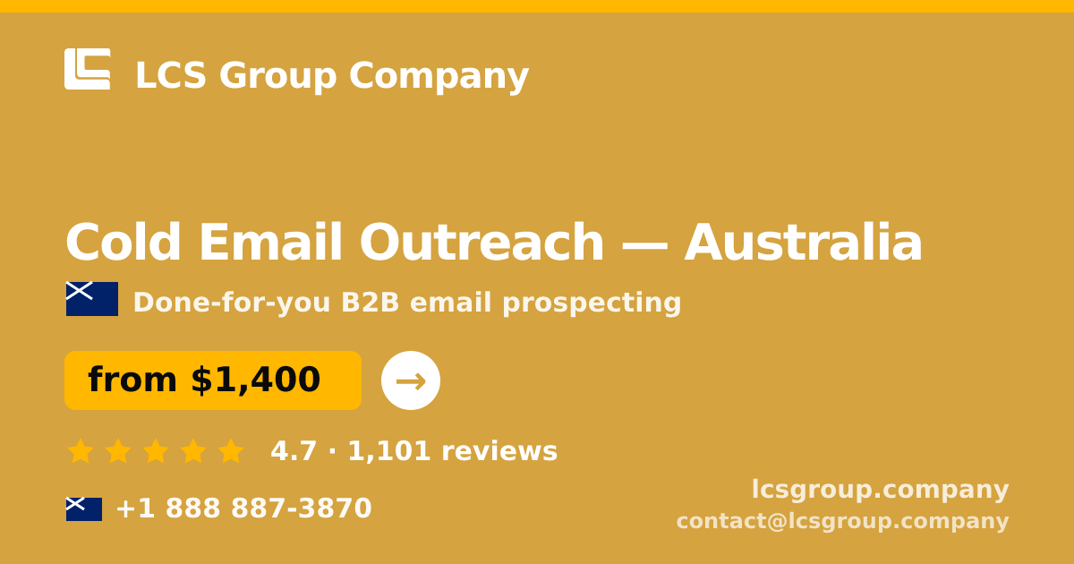 Cold Email Outreach in Melbourne — from $1,900/mo, rated 4.9/5 by 1717 clients. LCS Group Company.