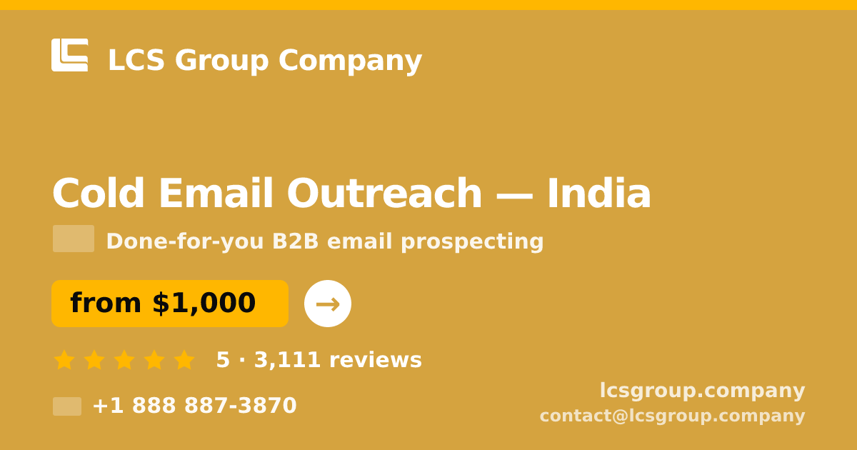 Cold Email Outreach in Bangalore — from $650/mo, rated 4.8/5 by 1083 clients. LCS Group Company.