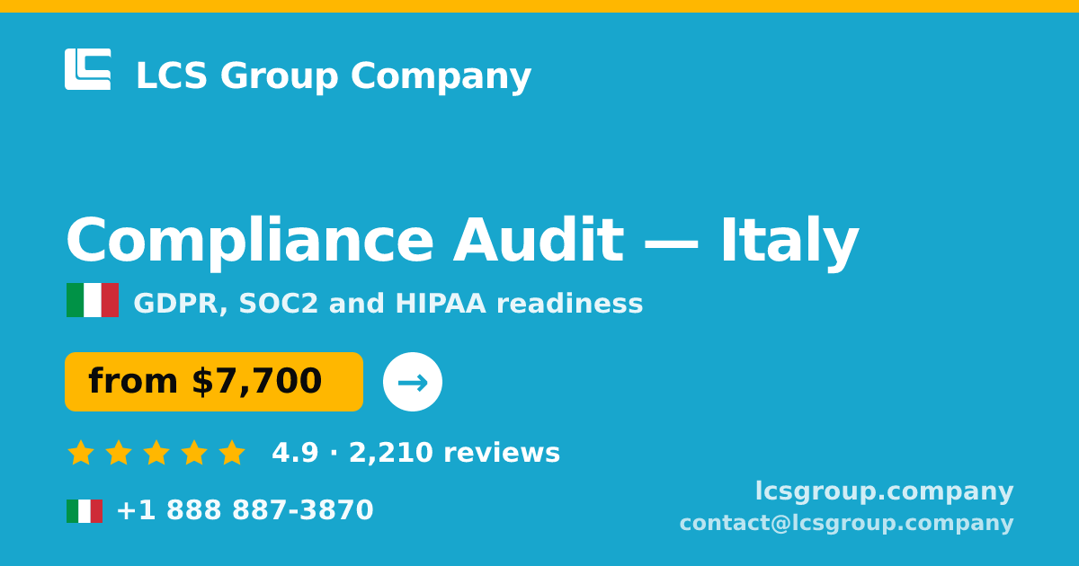 Compliance Audit in Italy — from $7,700, rated 4.9/5 by 2210 clients. LCS Group Company.