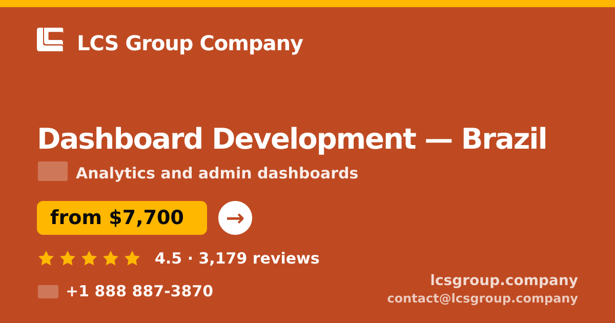 Dashboard Development in Brazil — from $7,700, rated 4.5/5 by 3179 clients. LCS Group Company.