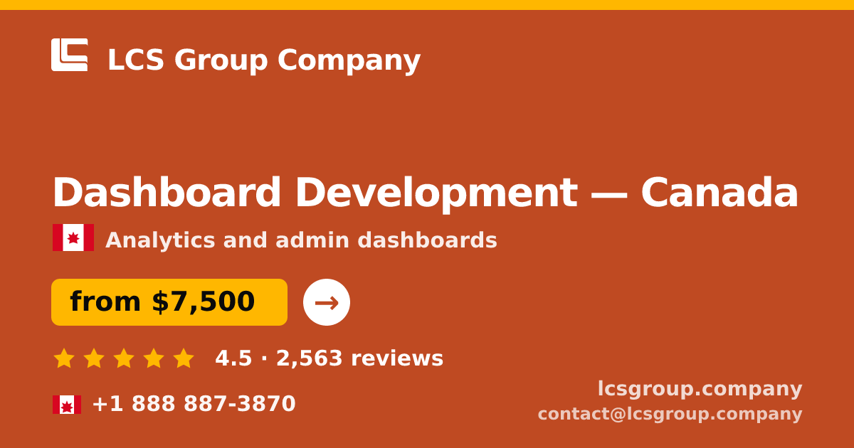 Dashboard Development in Canada — from $7,500, rated 4.5/5 by 2563 clients. LCS Group Company.