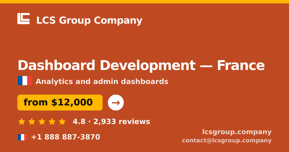 Dashboard Development in France — from $12,000, rated 4.8/5 by 2933 clients. LCS Group Company.