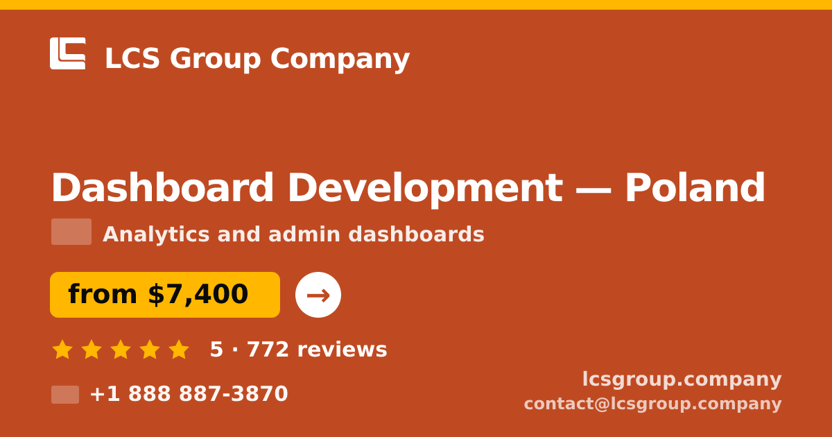 Dashboard Development in Poland — from $7,400, rated 5/5 by 772 clients. LCS Group Company.