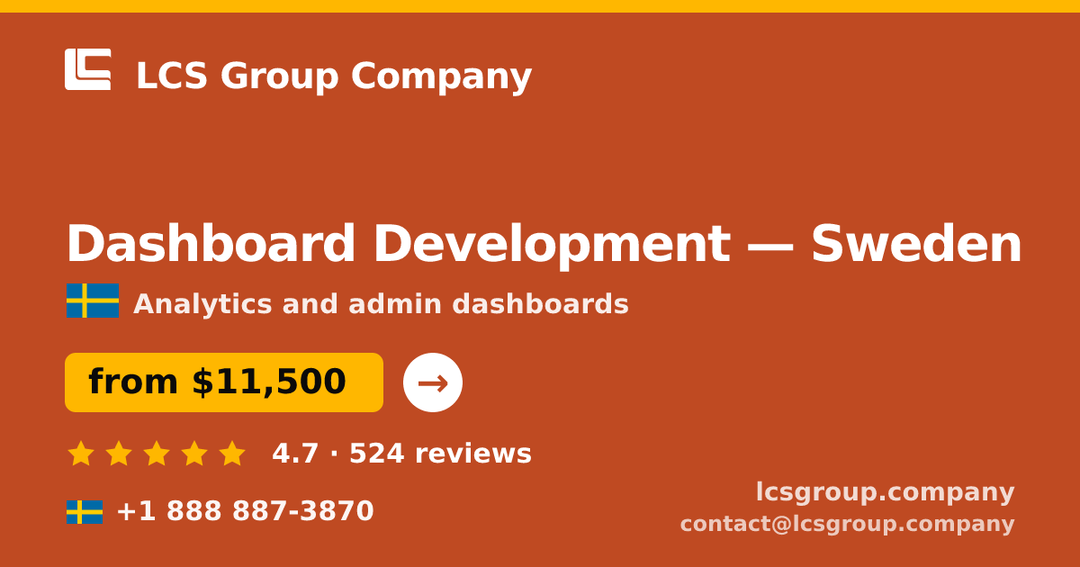 Dashboard Development in Malmö — from $11,000, rated 4.8/5 by 3156 clients. LCS Group Company.