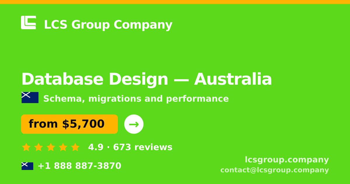 Database Design in Melbourne — from $7,800, rated 4.5/5 by 2237 clients. LCS Group Company.