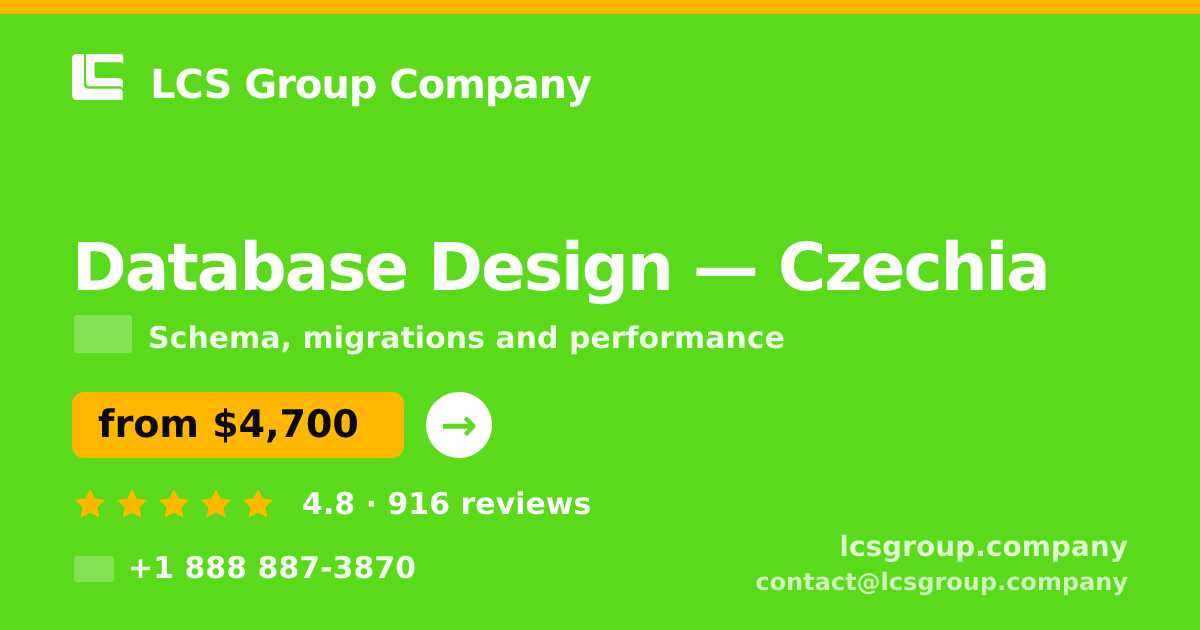 Database Design in Czechia — from $4,700, rated 4.8/5 by 916 clients. LCS Group Company.