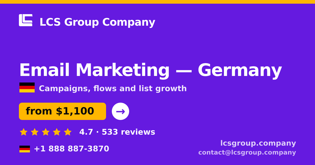 Email Marketing in Berlin — from $1,300/mo, rated 4.9/5 by 358 clients. LCS Group Company.