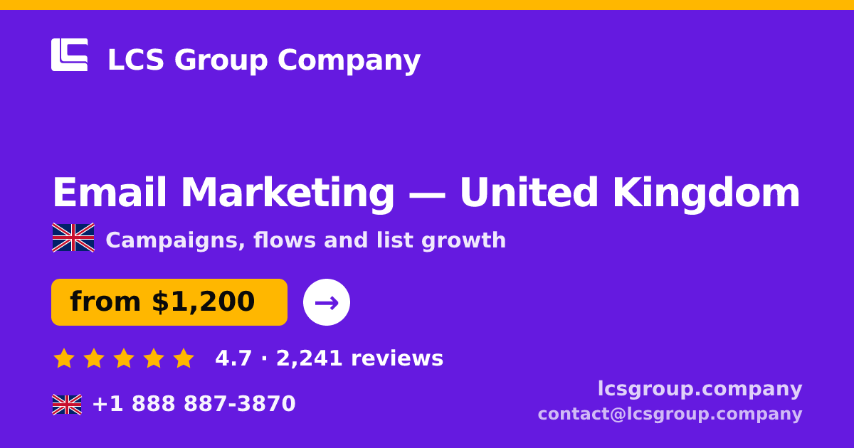 Email Marketing in Edinburgh — from $1,400/mo, rated 4.8/5 by 1131 clients. LCS Group Company.
