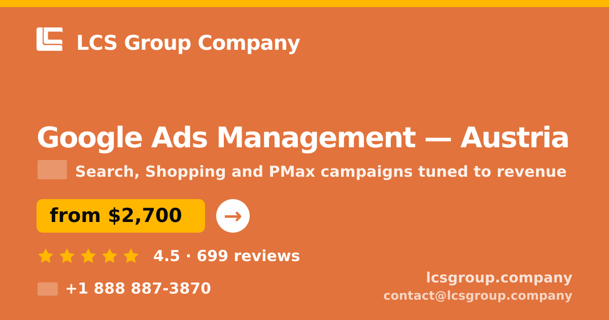 Google Ads Management in Linz — from $3,300/mo, rated 4.8/5 by 847 clients. LCS Group Company.