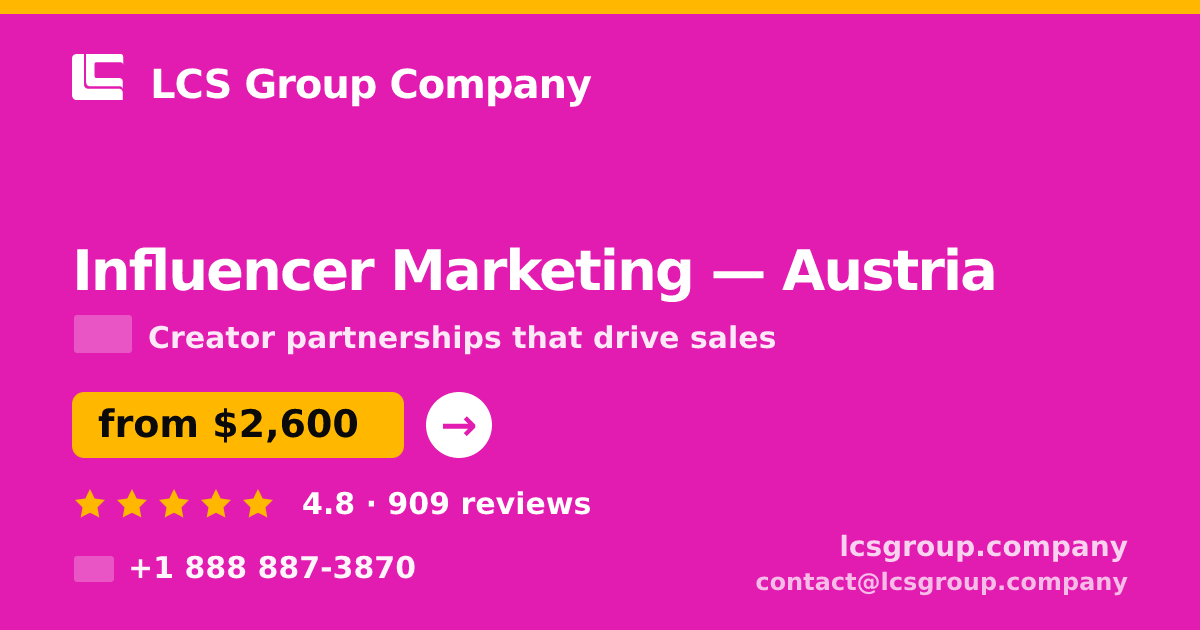 Influencer Marketing in Linz — from $2,300/mo, rated 4.9/5 by 1279 clients. LCS Group Company.